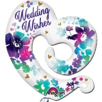 Фольгированный шар Wedding wishes Сердце с цветами